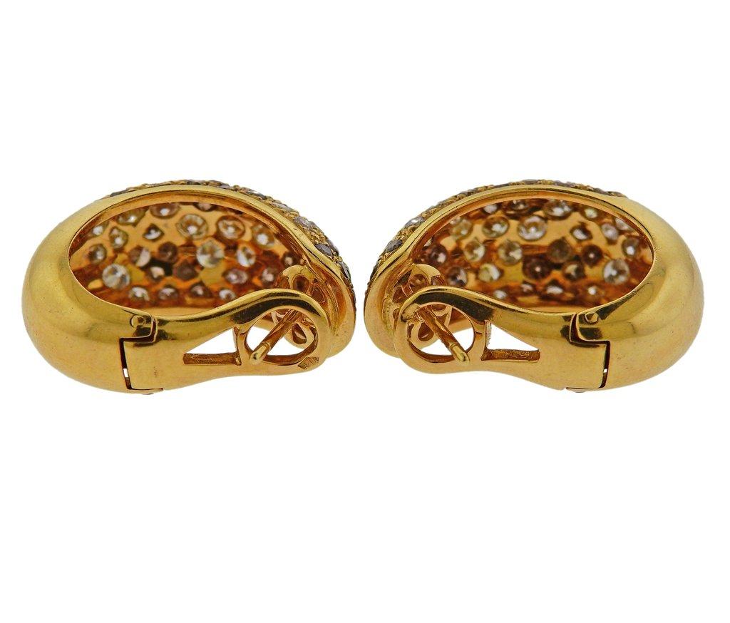 Women's or Men's Cartier Sauvage Fancy Diamond Gold Hoop Earrings