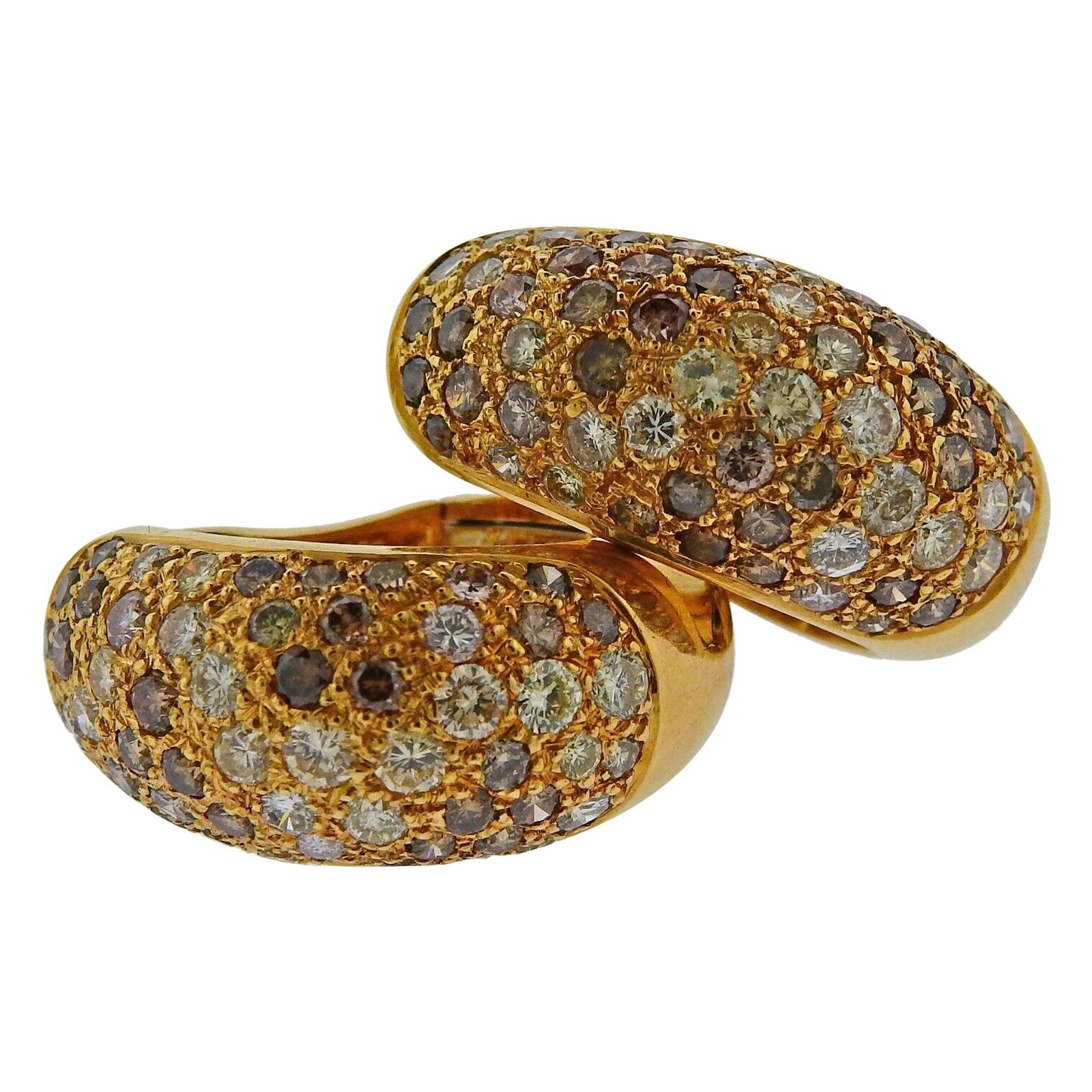 Cartier Sauvage Fancy Diamond Gold Hoop Earrings