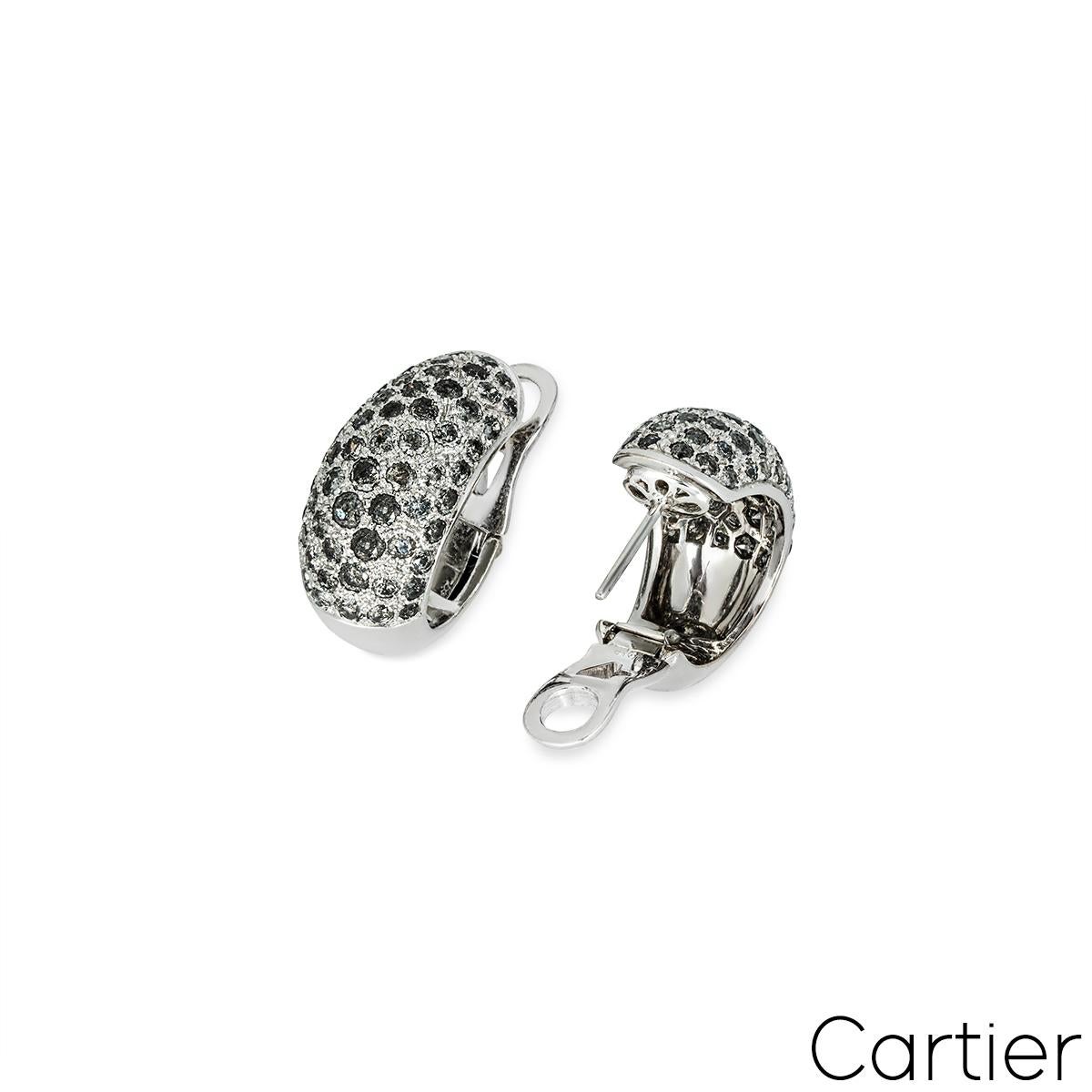 Round Cut Cartier Sauvage Metissage White Gold Grey Diamond Bombe Earrings For Sale
