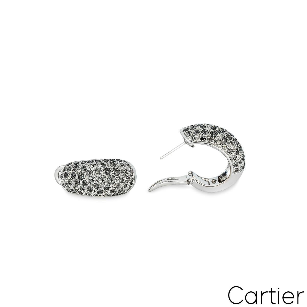 Cartier Sauvage Metissage White Gold Grey Diamond Bombe Earrings In Excellent Condition For Sale In London, GB