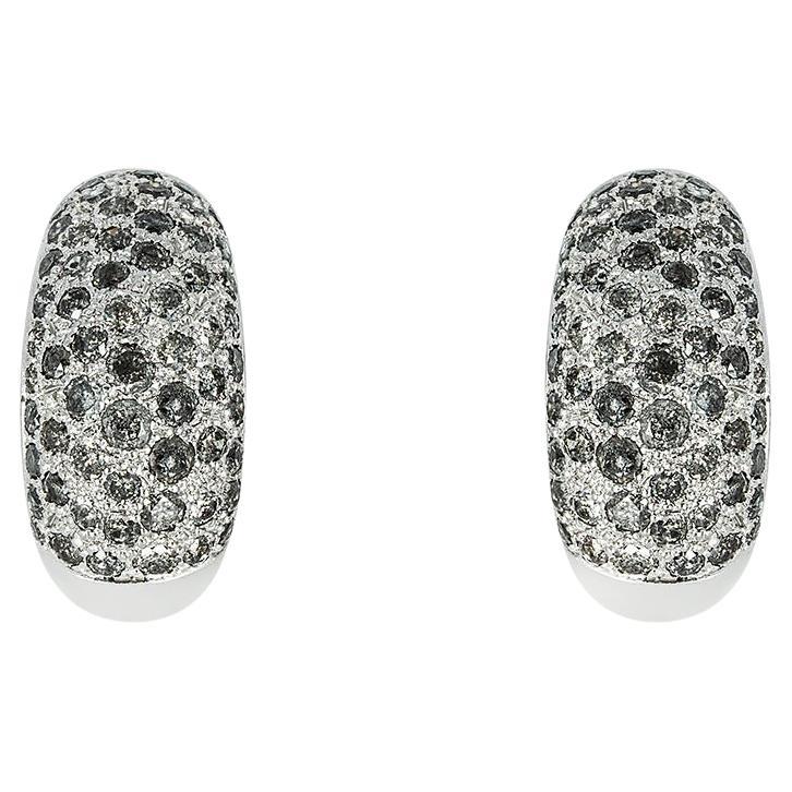 Cartier Sauvage Metissage White Gold Grey Diamond Bombe Earrings For Sale