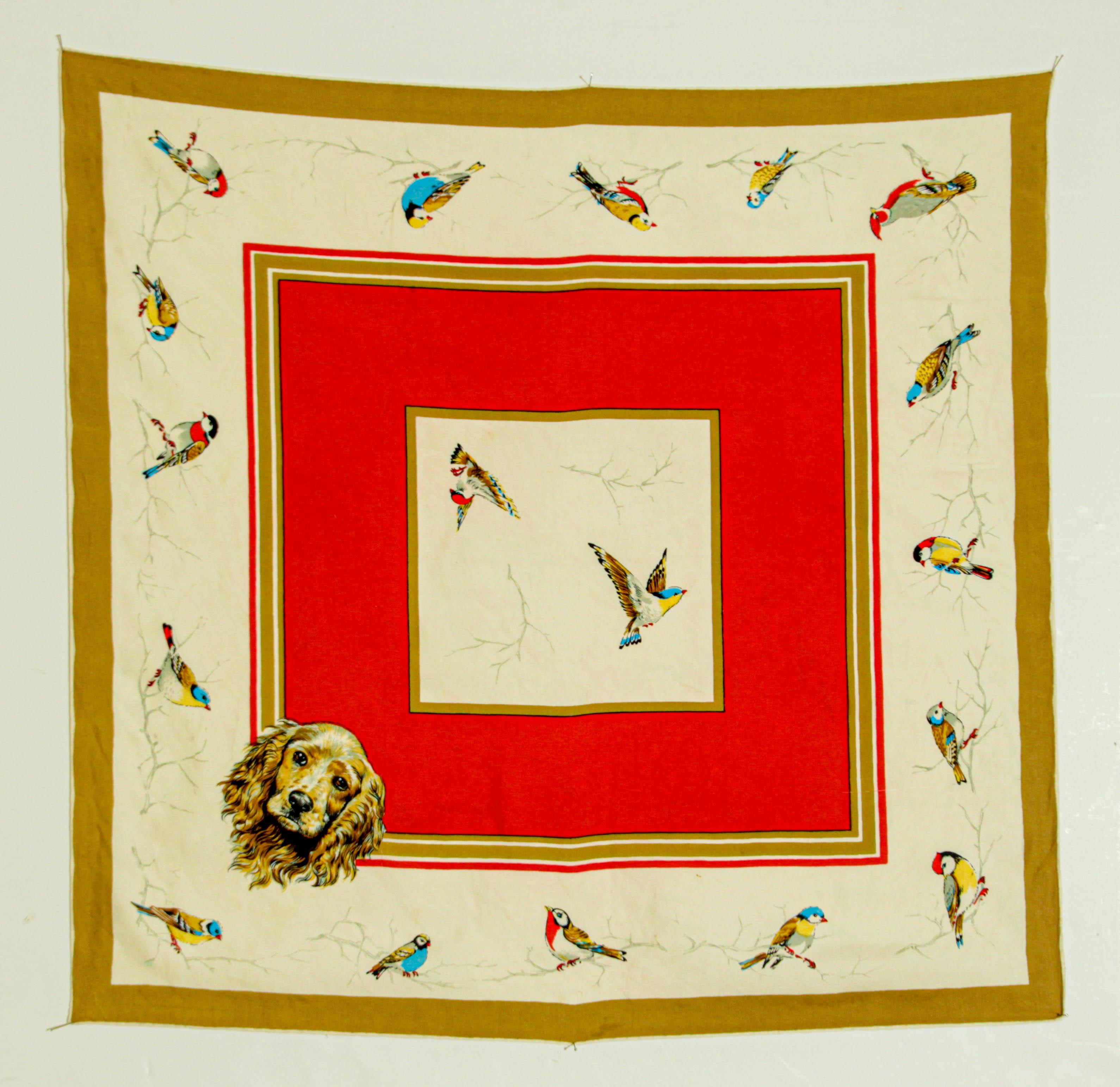 Britischer Seidenschal mit Jagdszenen-Motiv aus der britischen Vintage-Zeit mitcker- und Vogelmotiv im Angebot 7