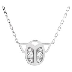 Cartier Scarab Pendant Necklace 18K White Gold with Diamonds