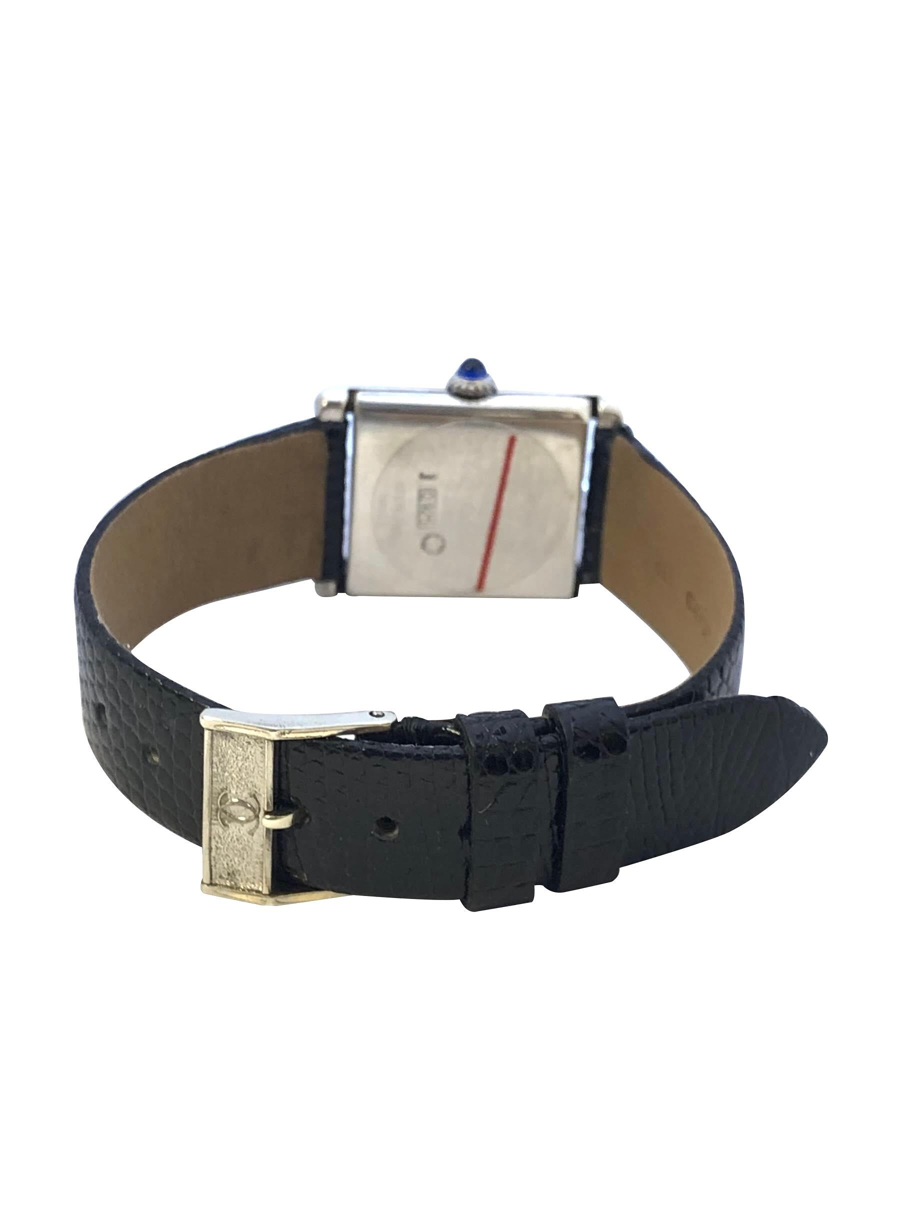 cartier sterling silver tank watch