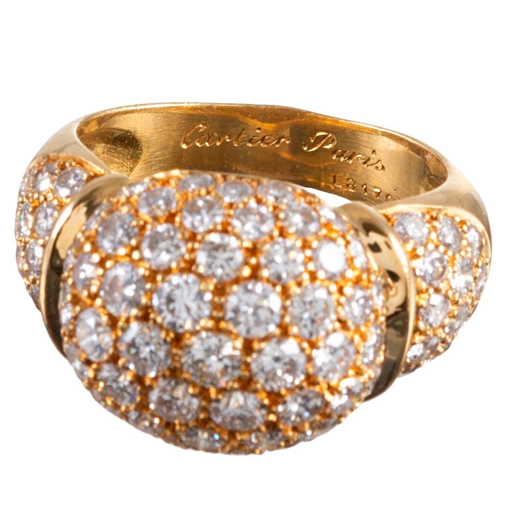 Women's or Men's Cartier Sculpted Diamond Dome Ring