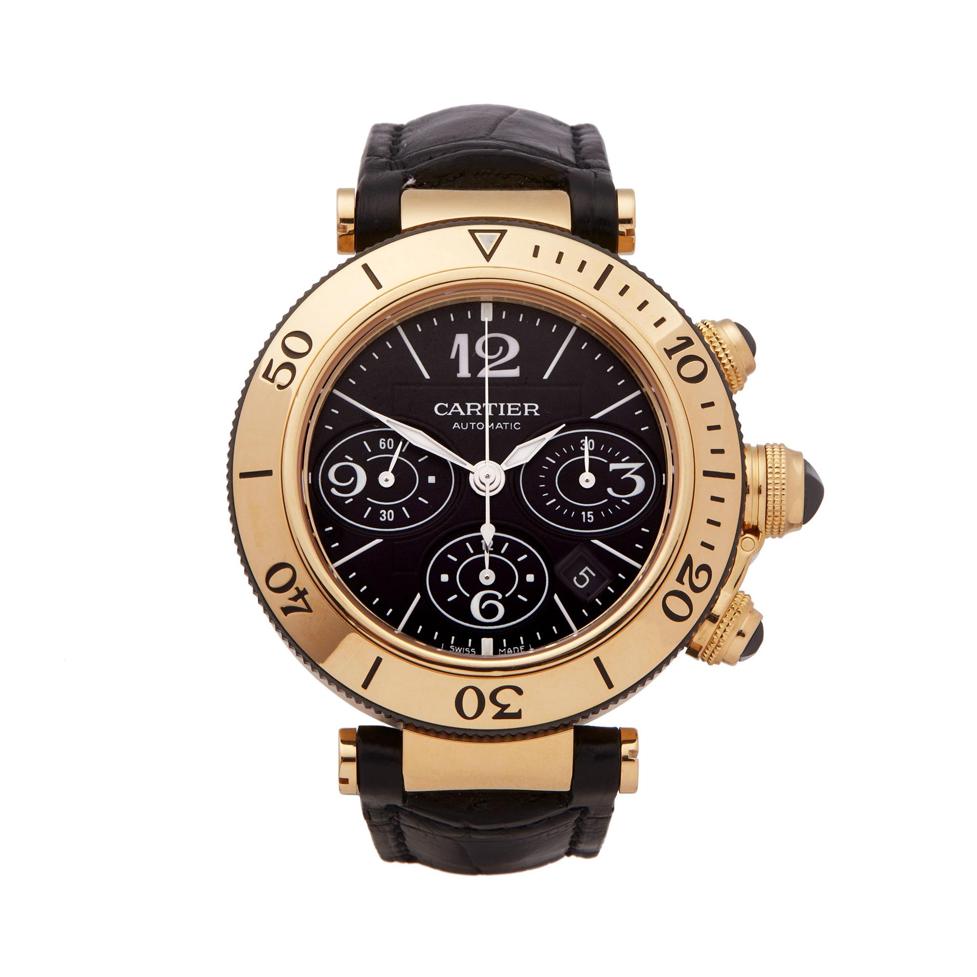 Cartier Seatimer Chronograph 18K Yellow Gold 3027 Wristwatch