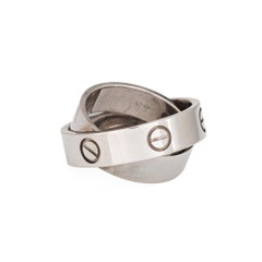 Anillo Cartier Secret Love Sz 53 6 1/4 Oro Blanco 18k Colgante Fina Joyería Firmado