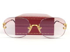 Cartier Serrano Rimless Gold Special Edition Brown Gradient France Sunglasses