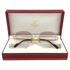 Cartier Serrano Rimless Gold Special Edition Brown Gradient France Sunglasses