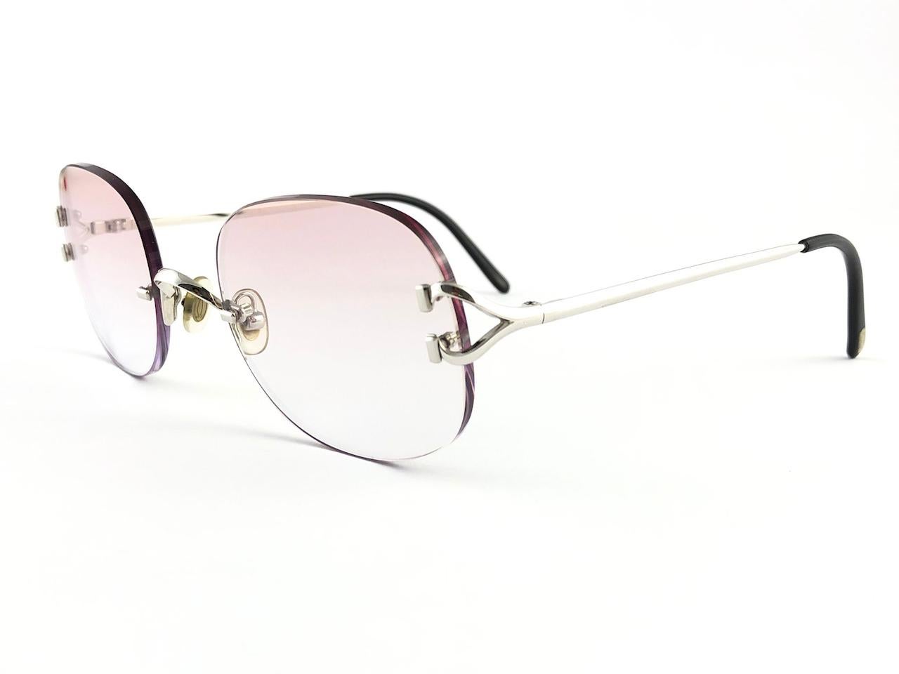 Cartier Serrano Rimless Platine Ultra Light Brown Gradient France Sunglasses For Sale 2
