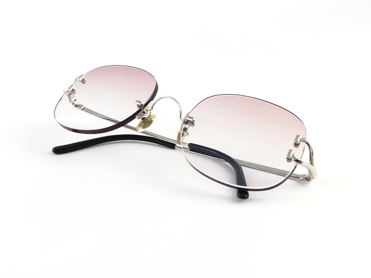 Cartier Serrano Rimless Platine Ultra Light Brown Gradient France Sunglasses For Sale 3