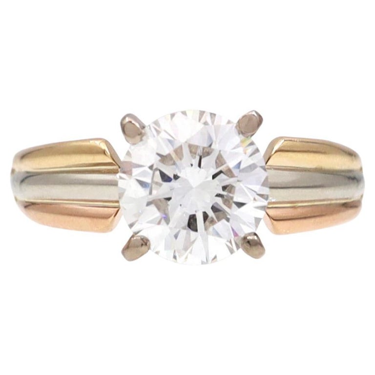Cartier Set, GIA Certified 2.01ct Diamond Solitaire Trinity Solitaire Ring For  Sale at 1stDibs