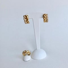 Orecchini e anello Cartier in oro giallo 18 carati e diamanti Tresse