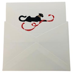 Cartier Set di 10 biglietti e buste con disegno della pantera