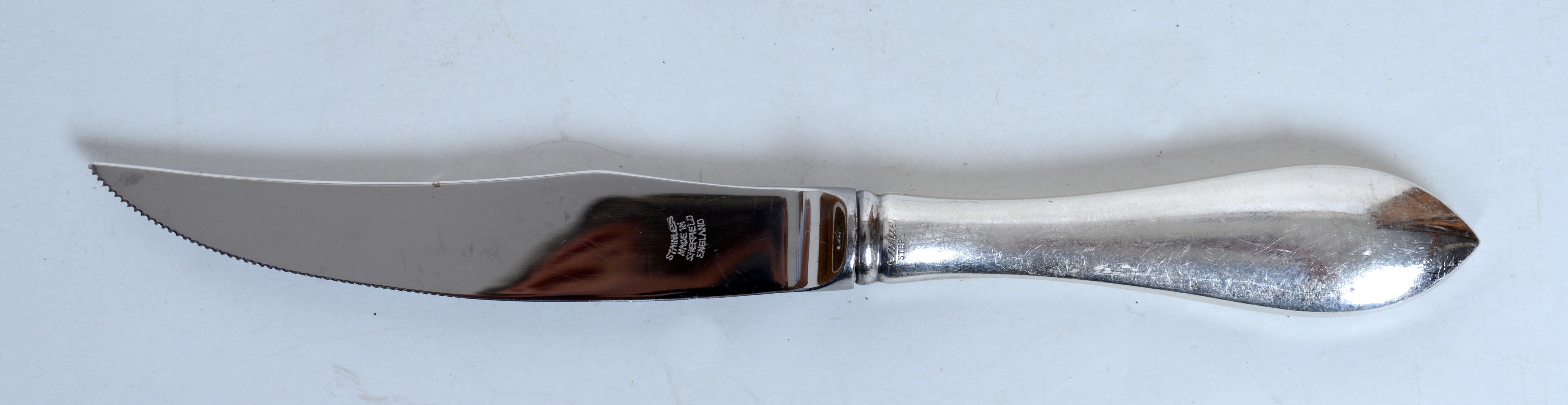 Cartier Satz von 6 Steakmessern mit Sterling Silber Griffe (Englisch) im Angebot