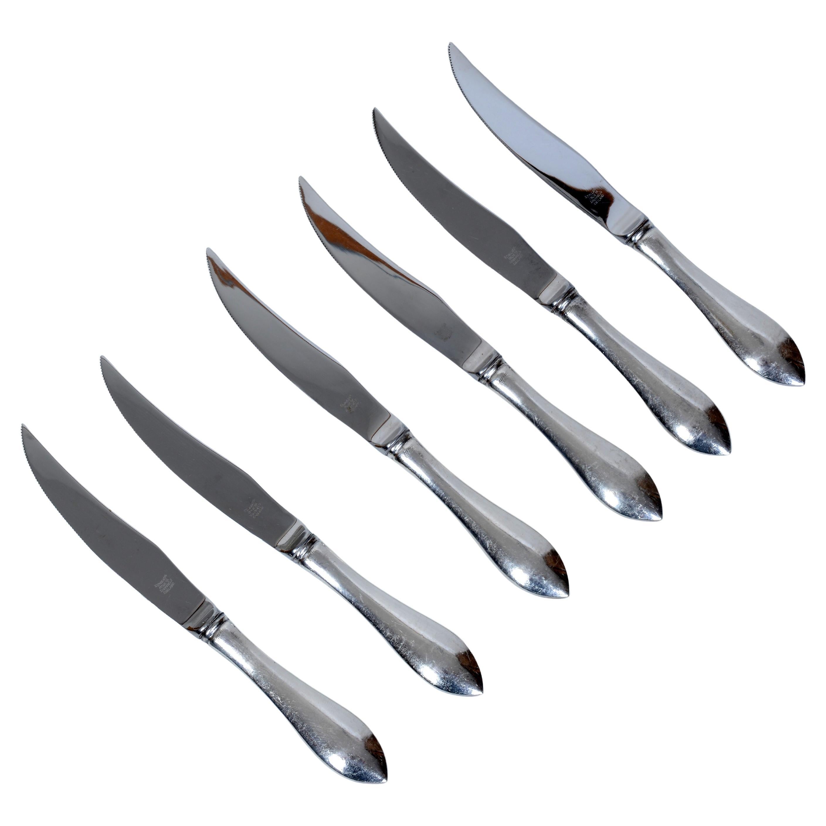Cartier Satz von 6 Steakmessern mit Sterling Silber Griffe im Angebot