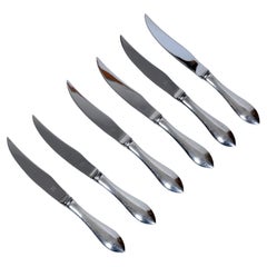 Cartier Set of 6 Steak Knives With Sterling Silver Handles