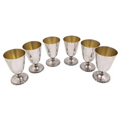 Cartier Set of 6 Sterling Silver Kiddush Cups in Mid-Century Modern Style