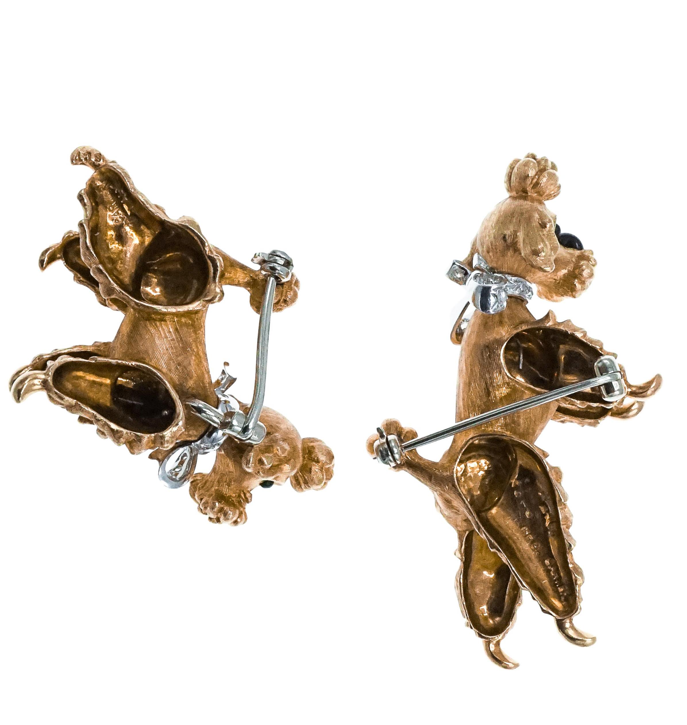 Cartier set of Diamond and Gold Dog Brooches In Good Condition In New York, NY