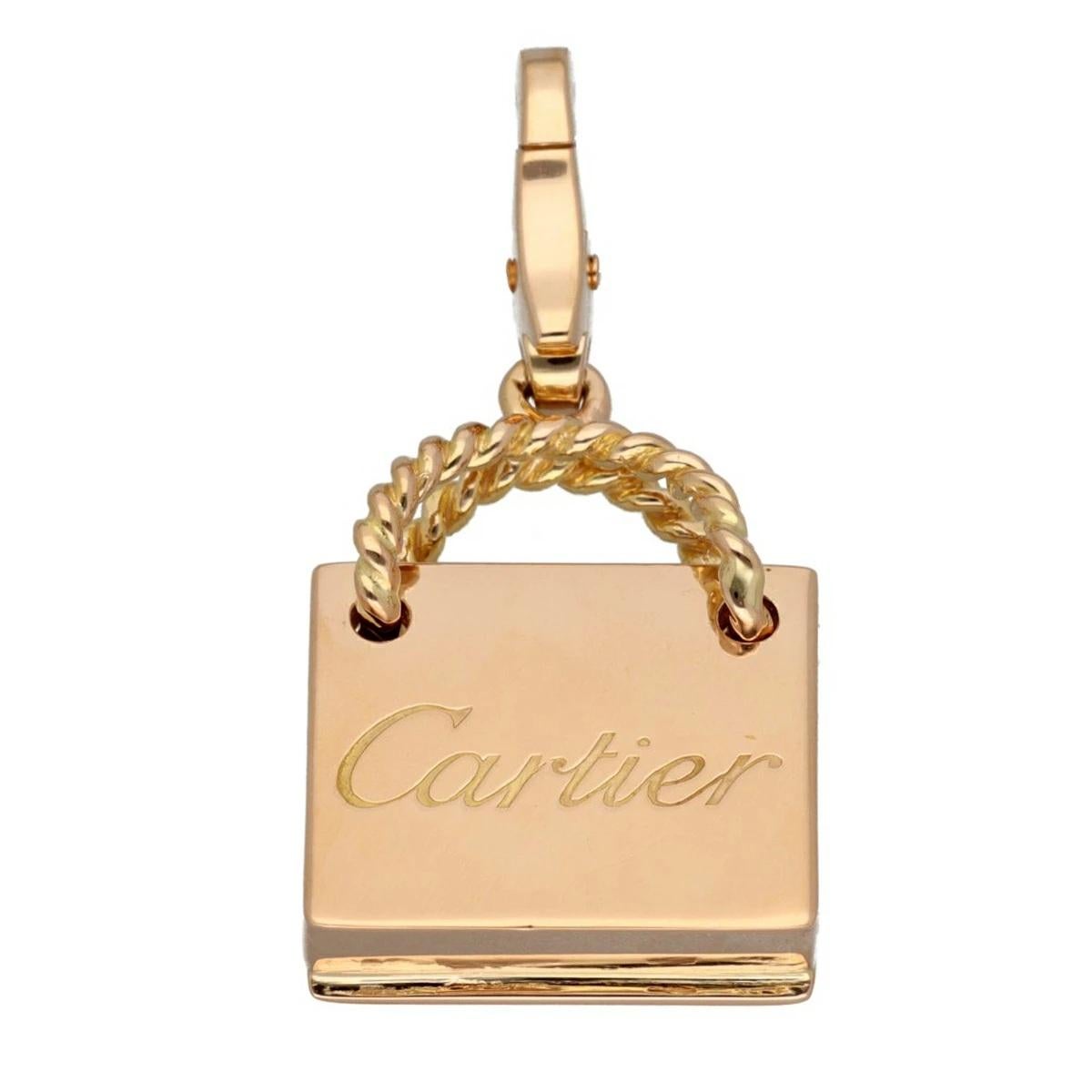 Cartier Shopping bag motif charm pendant 18K pink gold In Good Condition For Sale In Tokyo, JP