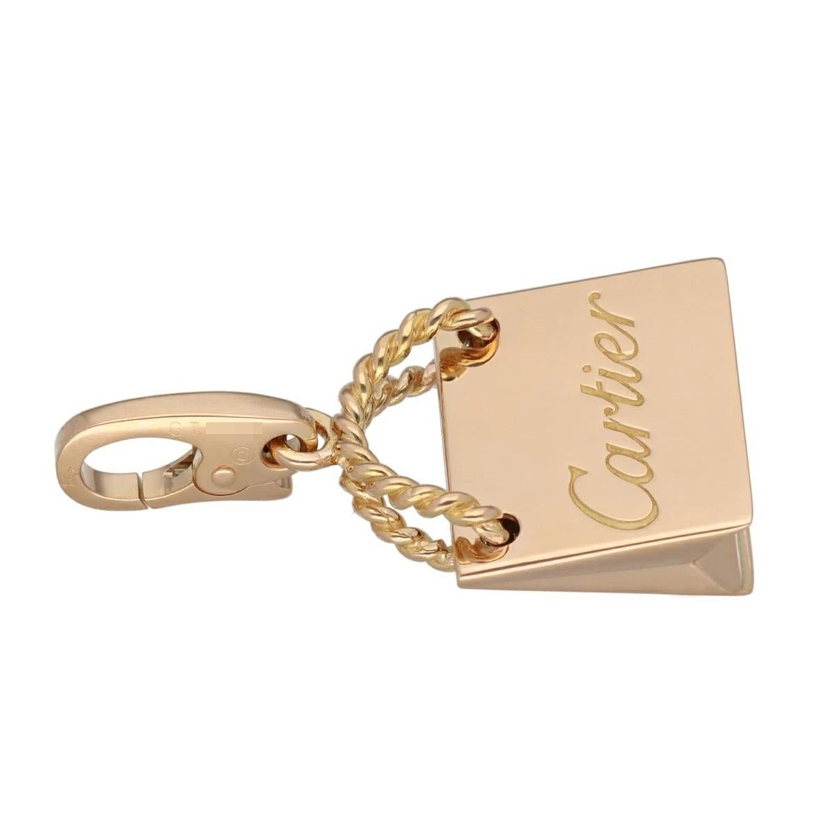 Women's or Men's Cartier Shopping bag motif charm pendant 18K pink gold For Sale