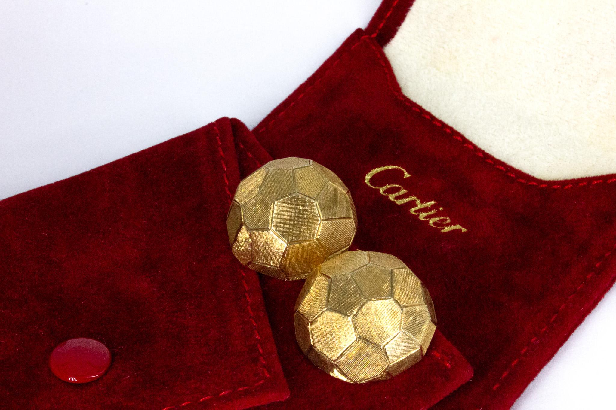 Cartier Signed 14K Yellow Gold Textured Dome Clip-On Earrings 2