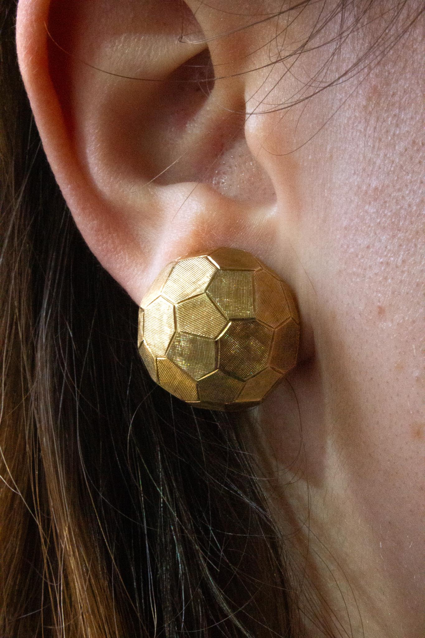 Cartier Signed 14K Yellow Gold Textured Dome Clip-On Earrings 3