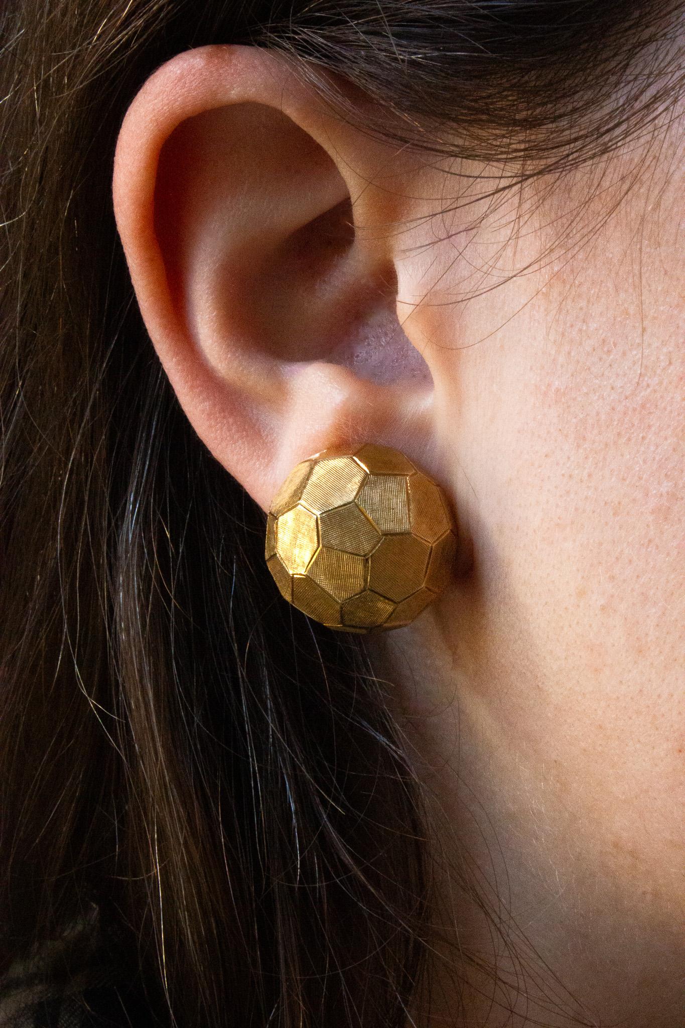Cartier Signed 14K Yellow Gold Textured Dome Clip-On Earrings 4