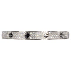 Cartier Signed 18K White Gold Diamond and Ceramic Love Bracelet, Classic Model