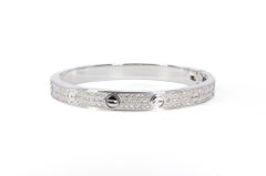 Cartier Signed 18K White Gold Paved Diamond Love Bracelet, Classic Model