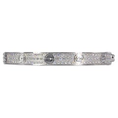 Cartier Signed 18K White Gold Paved Diamond Love Bracelet, Classic Model
