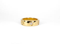 Cartier Signed 18K Yellow Gold Classic Model Three Diamond Love Ring