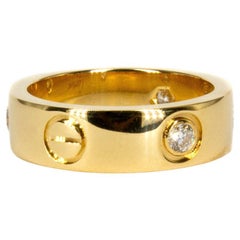 Cartier signiert 18K Gelbgold Classic Modell drei Diamanten Love Ring
