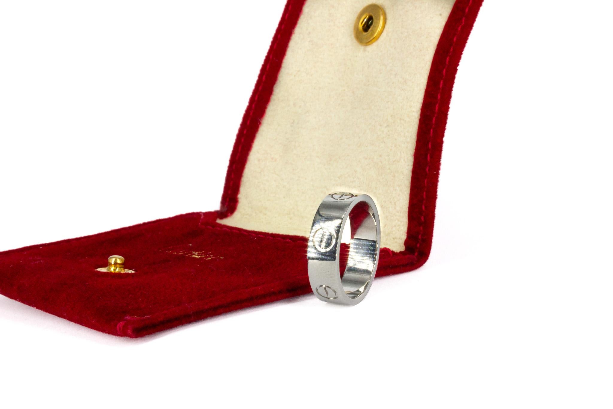Cartier Signed Classic Model Platinum Love Ring For Sale 2