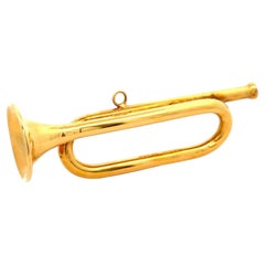 Cartier Signed Gold Plated Sterling Silver Bugle Trumpet Horn Pendant Charm