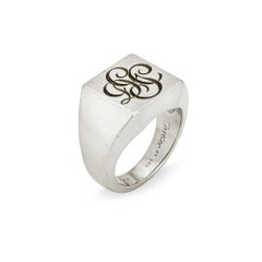 Cartier Signet Ring Initial Vintage Platinum Sz 6.75 Square Heavy Band Jewelry