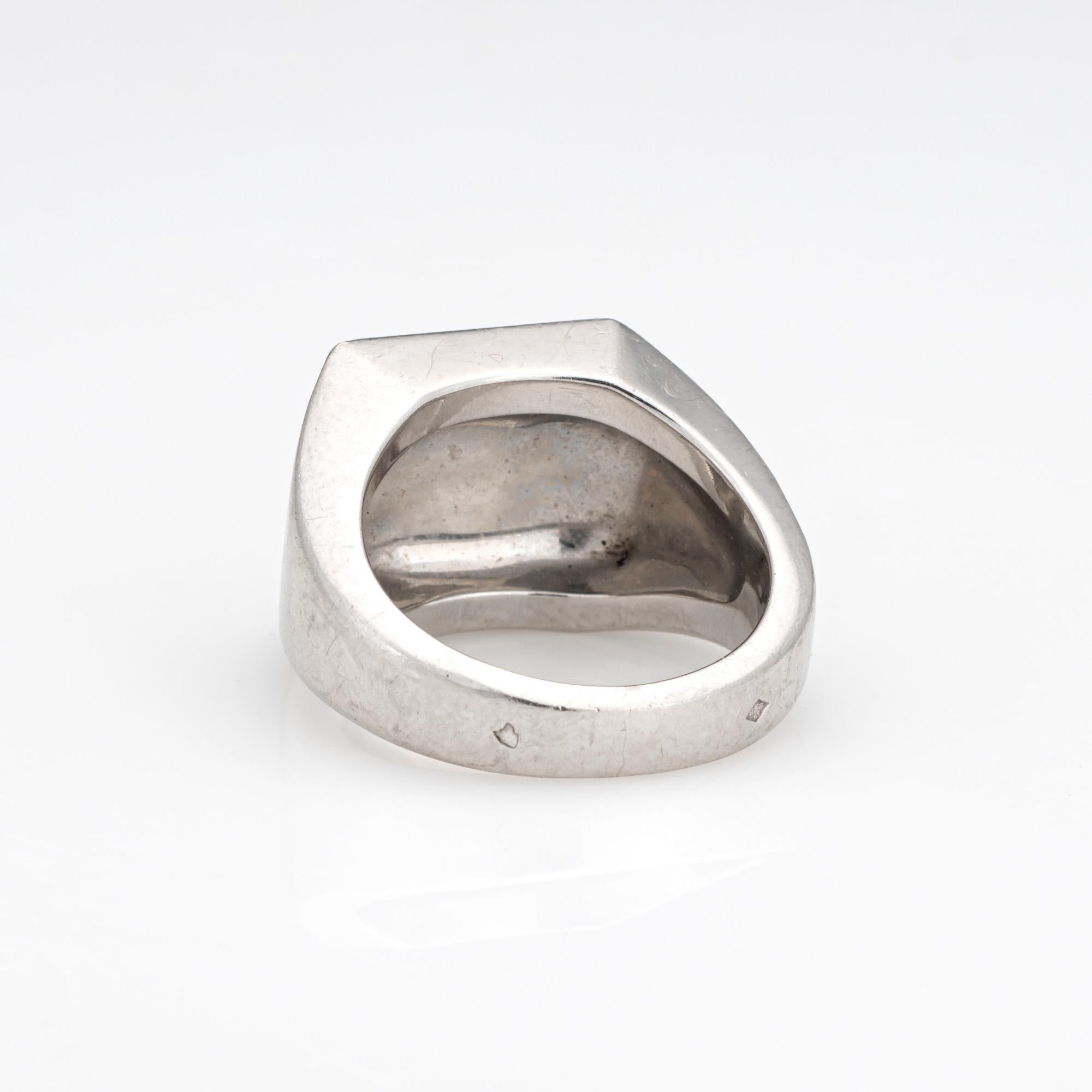 Women's or Men's Cartier Signet Ring Initial Vintage Platinum Sz 6.75 Square Heavy Band Jewelry For Sale