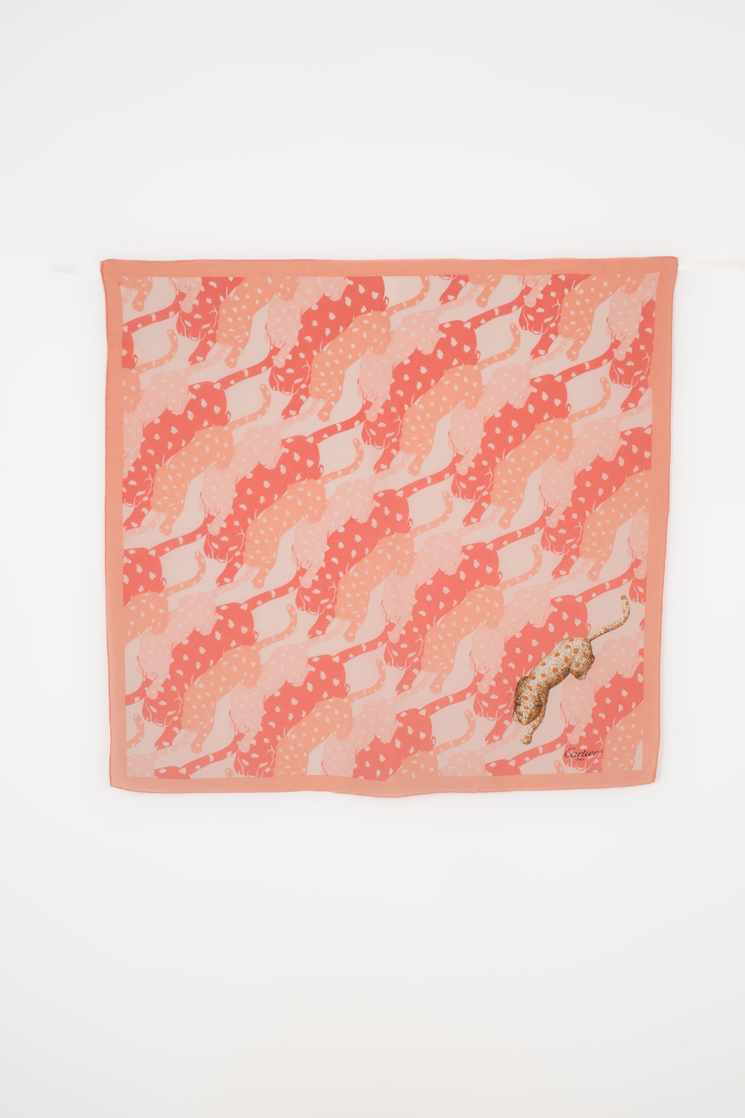 Orange Cartier silk foulard For Sale