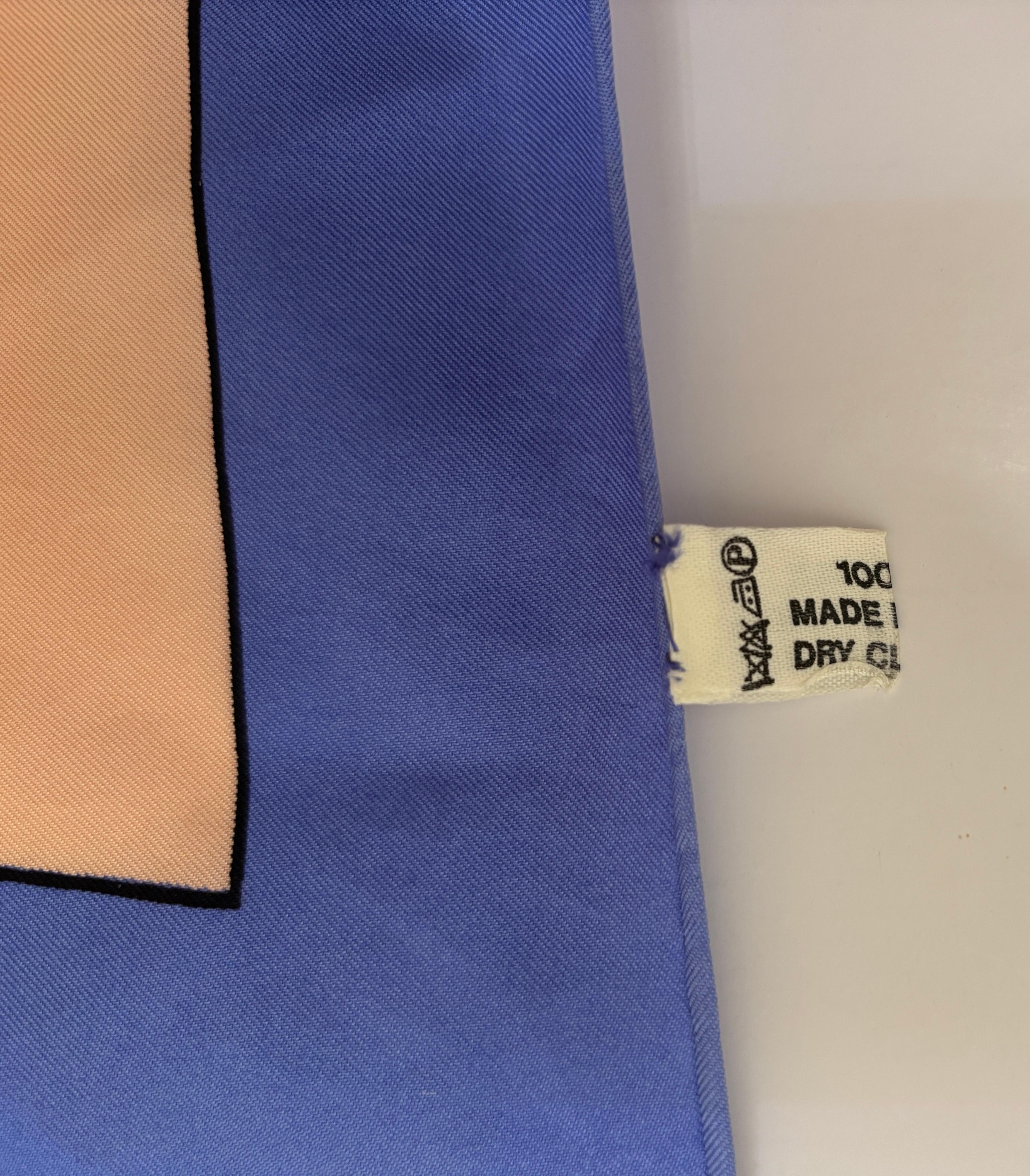 CARTIER Silk Scarf Blue and Salmon Precious Jewels New in Box Paris France For Sale 7