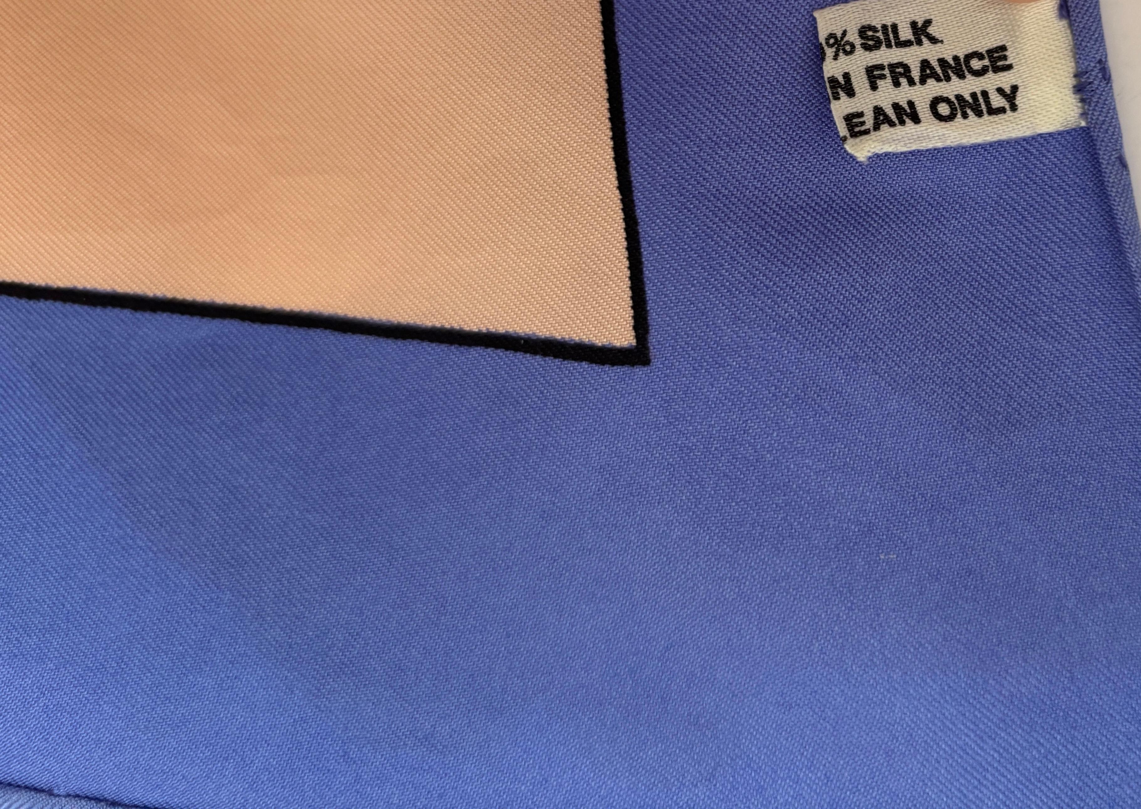 CARTIER Silk Scarf Blue and Salmon Precious Jewels New in Box Paris France For Sale 8