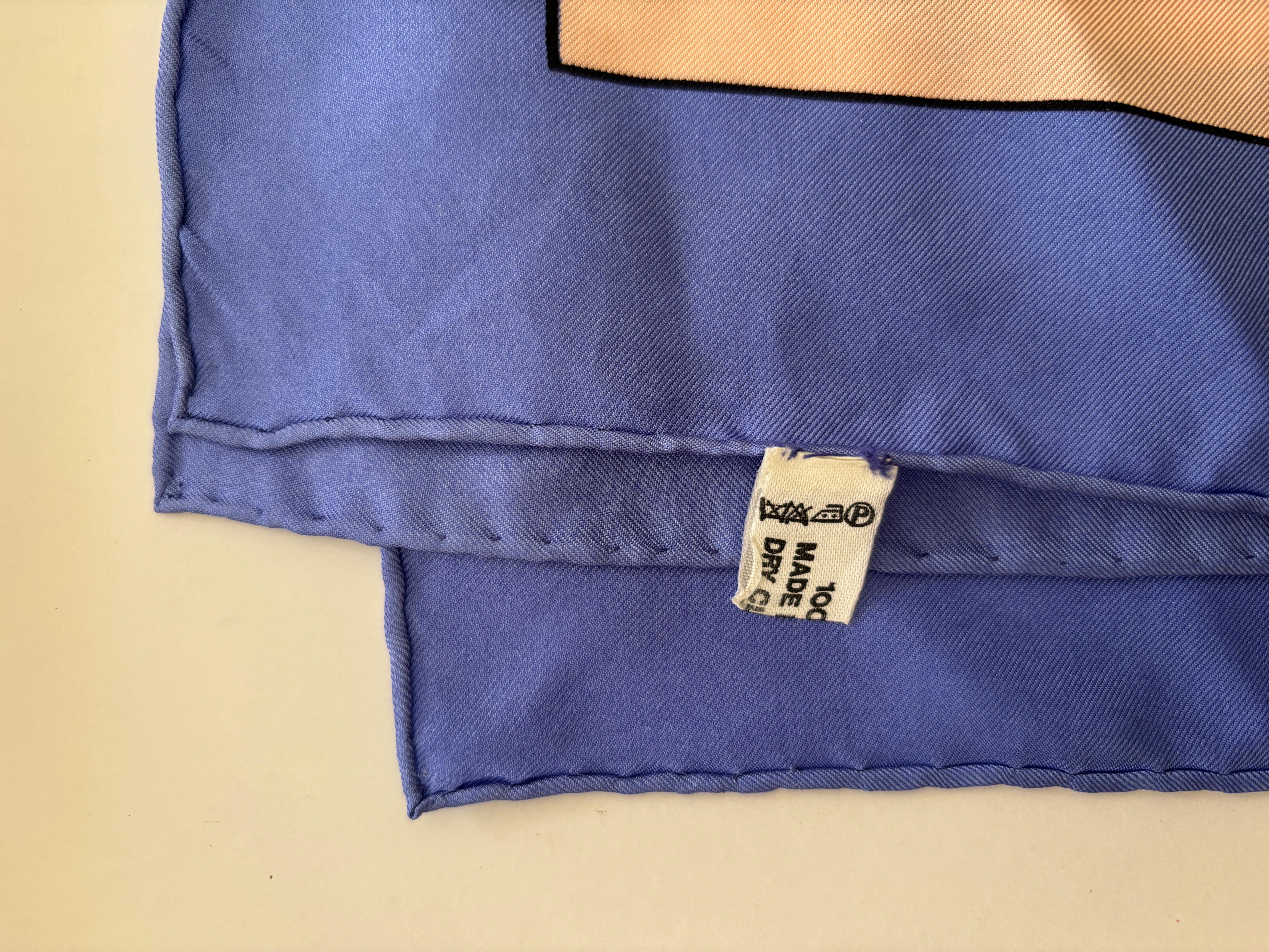 CARTIER Silk Scarf Blue and Salmon Precious Jewels New in Box Paris France For Sale 9