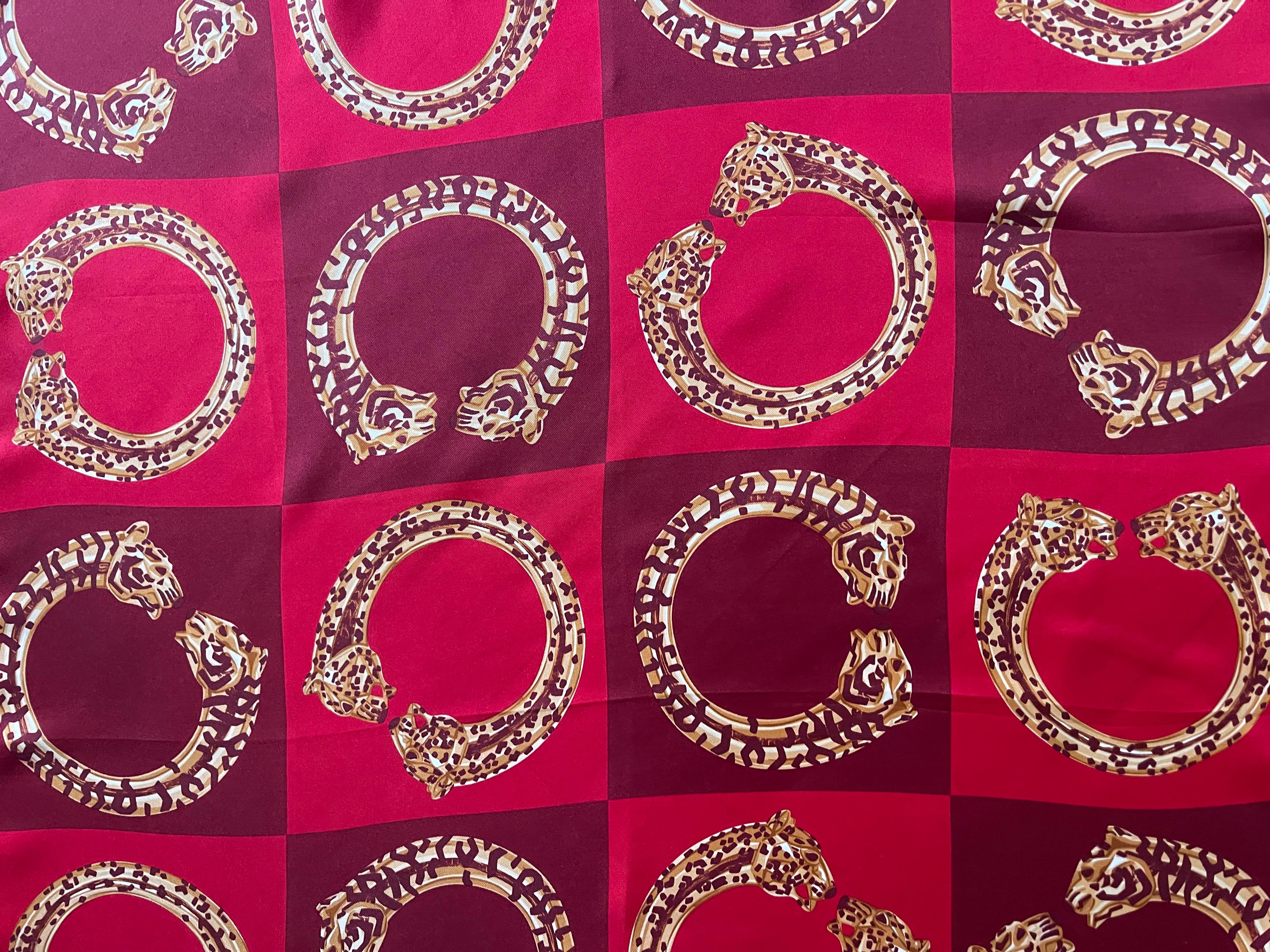 Cartier Seidenschal „Panther-Armband“ aus Seide im Zustand „Gut“ im Angebot in Palm Beach, FL