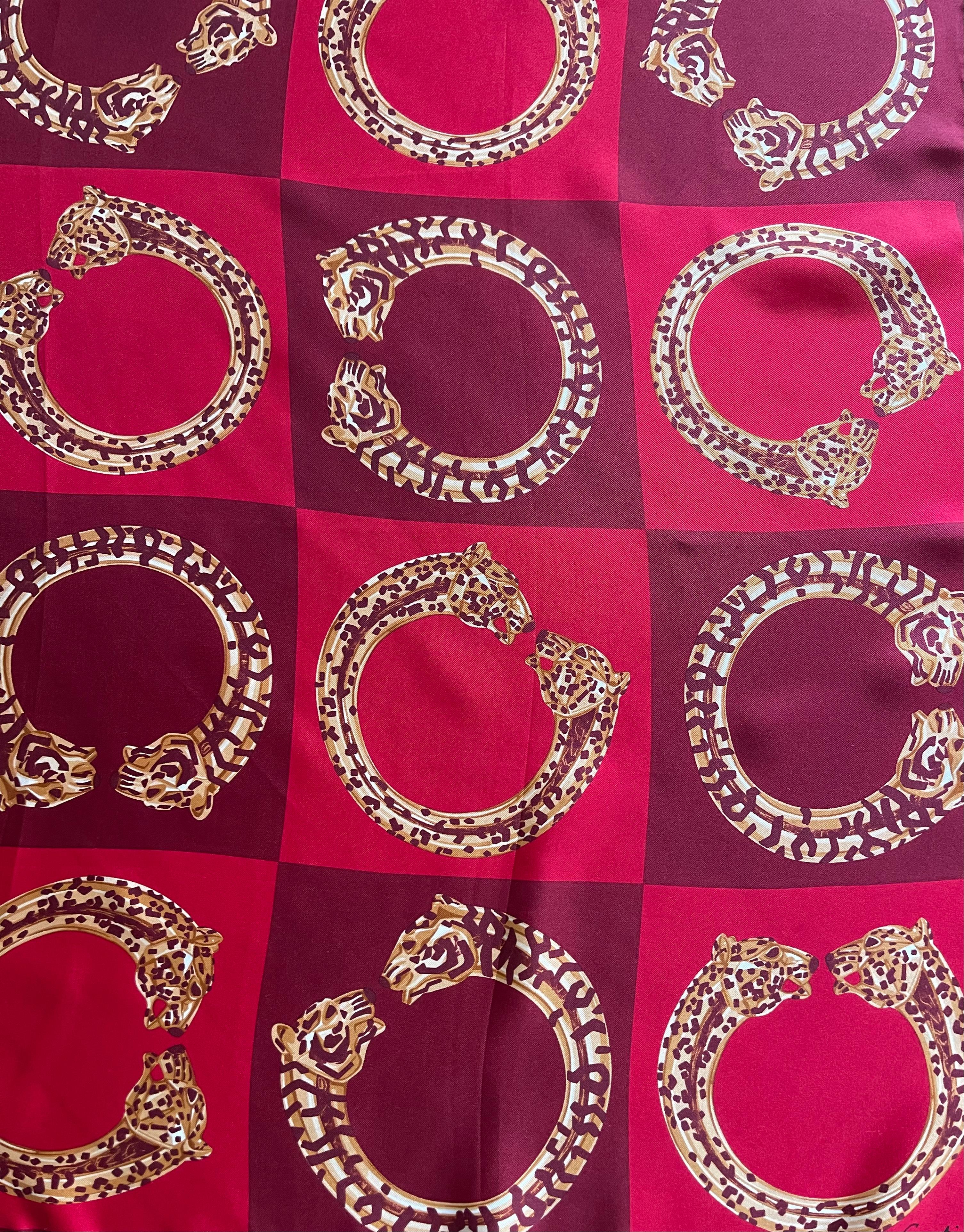 Cartier Seidenschal „Panther-Armband“ aus Seide für Damen oder Herren im Angebot