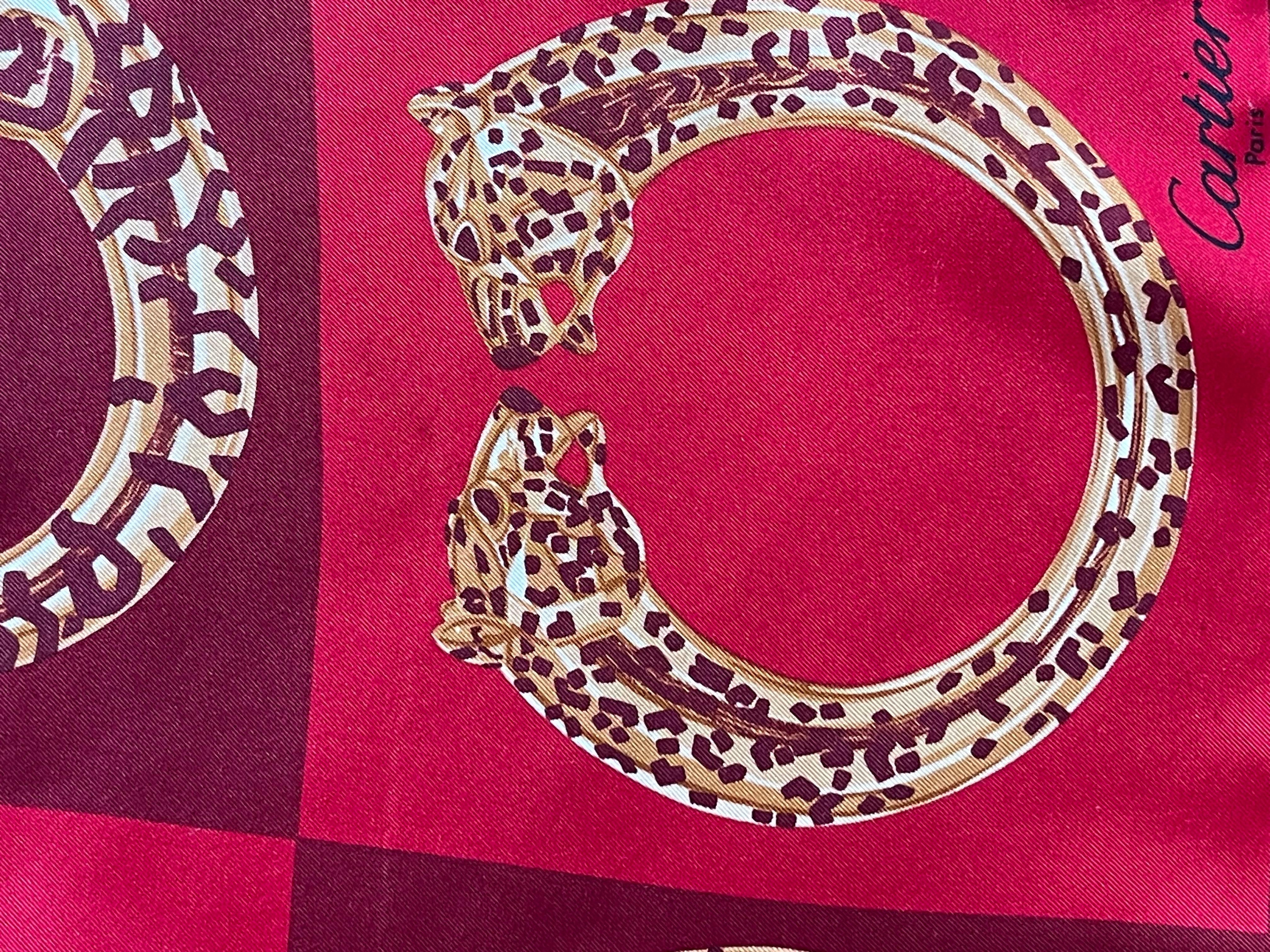 Cartier Seidenschal „Panther-Armband“ aus Seide im Angebot 1