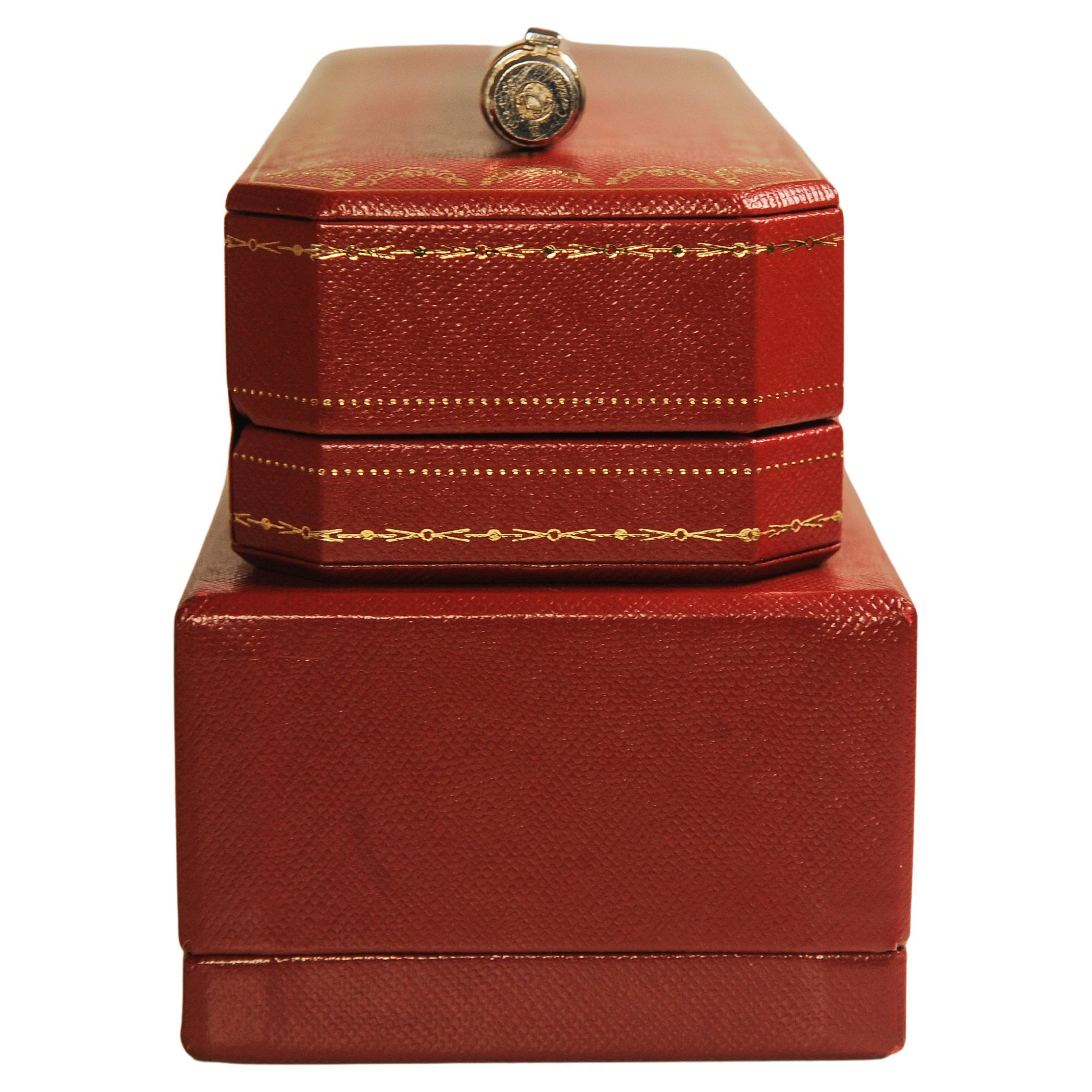 Cartier 18 Karat Gold Nib & versilberter Trinity-Brunnenstift mit roter Cartier-Box im Angebot 3