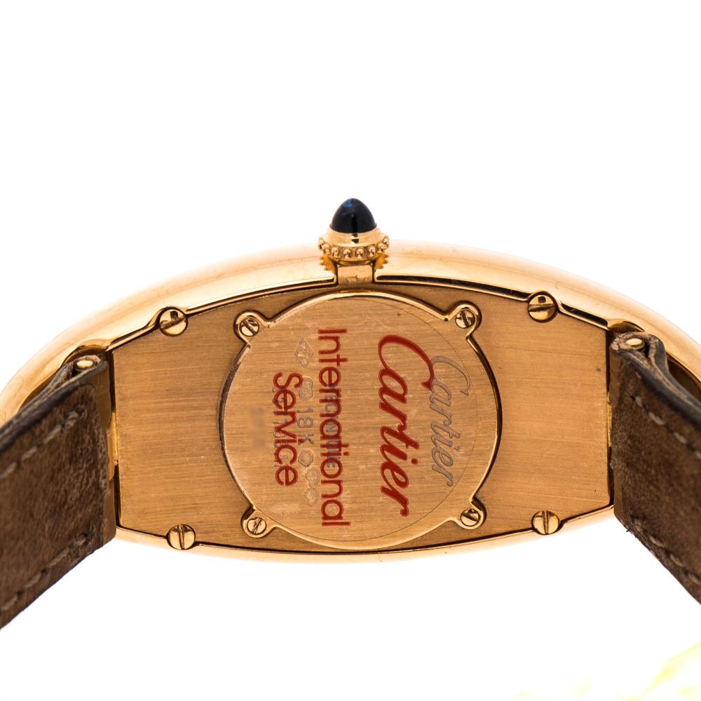 Rose Cut Cartier Silver 18K Rose Gold Baignoire Allongee 2515 Women's Wristwatch 21 mm For Sale