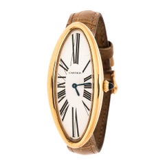Cartier Silver 18K Rose Gold Baignoire Allongee 2515 Women's Wristwatch 21 mm