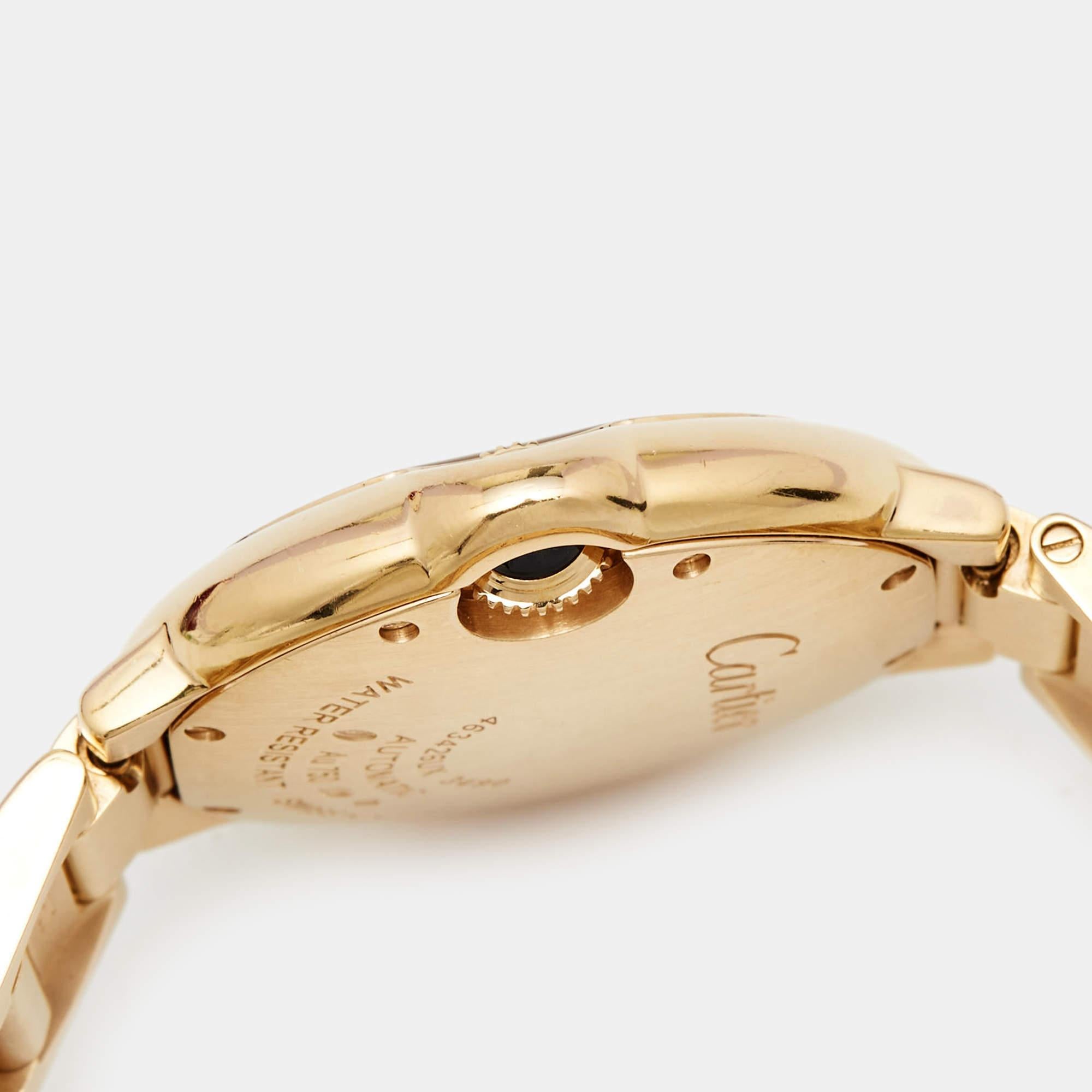 Cartier Silver 18K Rose Gold Ballon Bleu 3490 Women's Wristwatch 33 mm In Good Condition In Dubai, Al Qouz 2