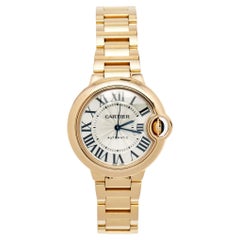 Cartier Silver 18K Rose Gold Ballon Bleu 3490 Women's Wristwatch 33 mm