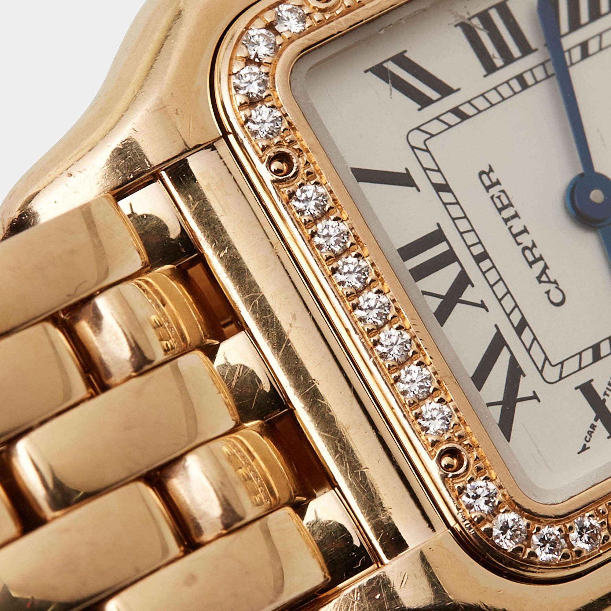 Cartier Silver 18k Rose Gold Diamond Panthère de Cartier Wristwatch 27 x 36 mm 6